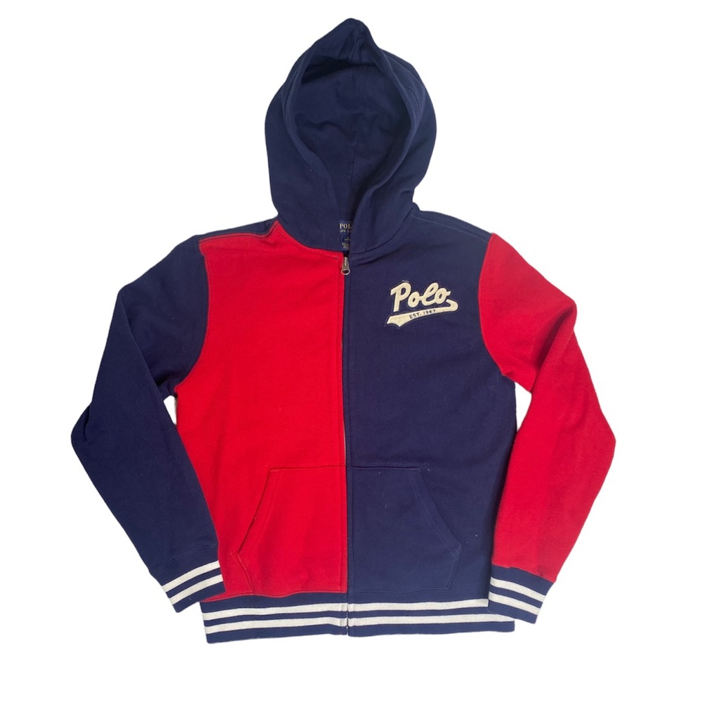 POLO by Ralph Lauren hoodie with red and blue vintage design! ❤️🤍💙